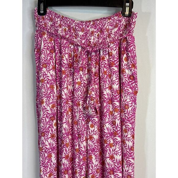 Anthropologie Pink Floral High Waisted Pull on Jogger Pants Size M - Picture 4 of 13